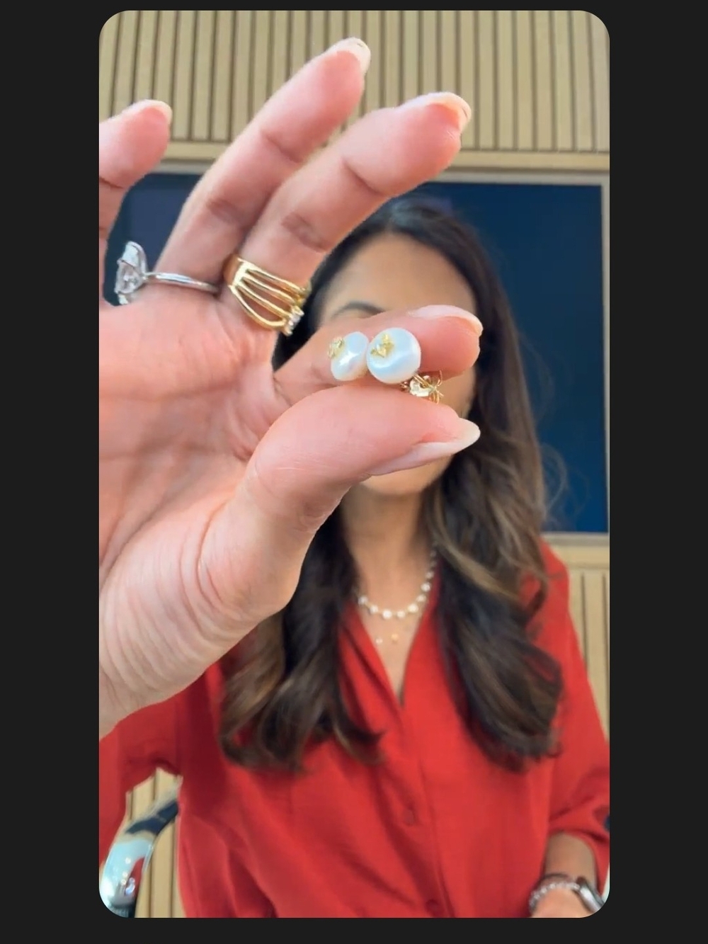 Pearl 925 Sterling Star Accent Studs In Gold Plated
